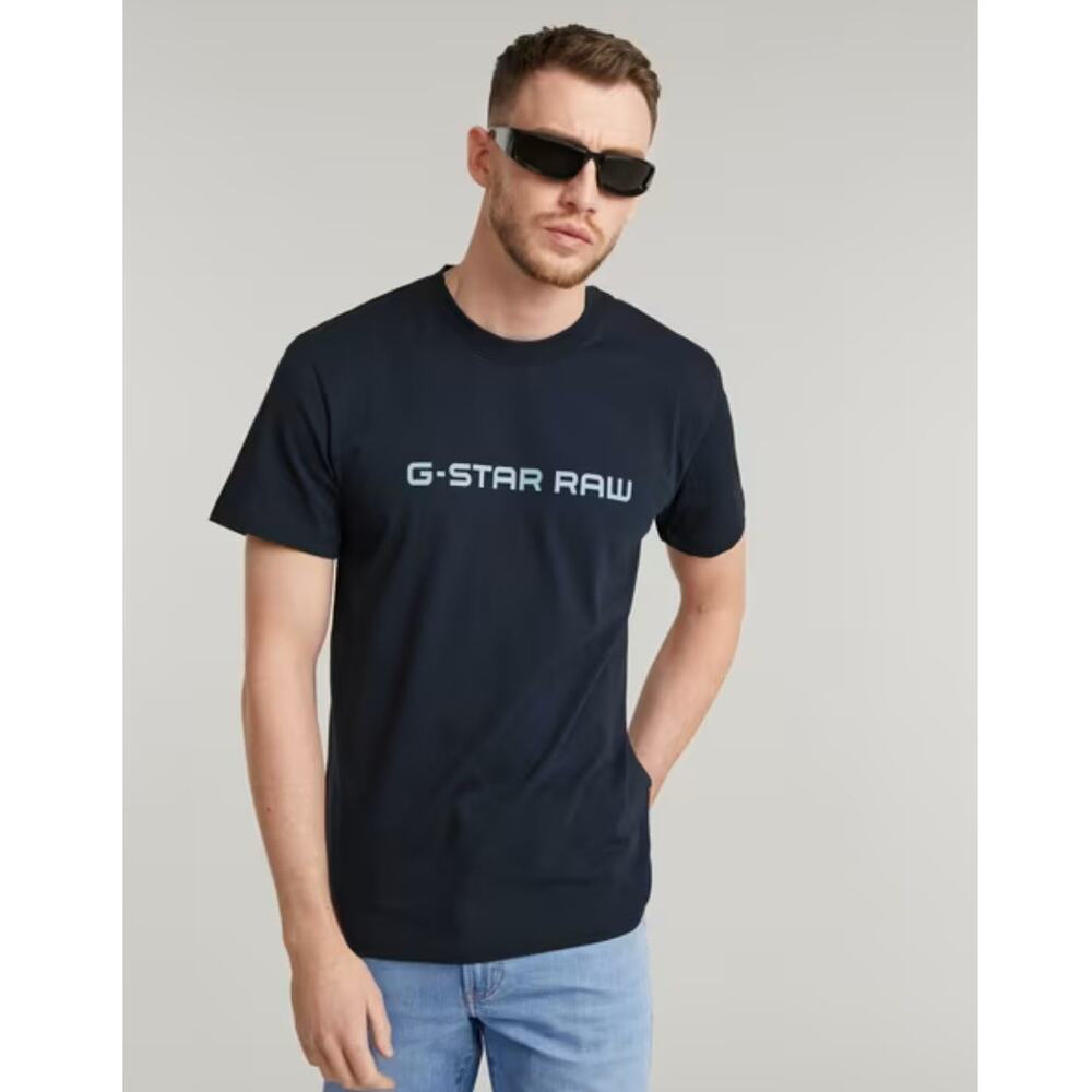 G-Star Raw Corporate Script Logo T Shirt Blue L